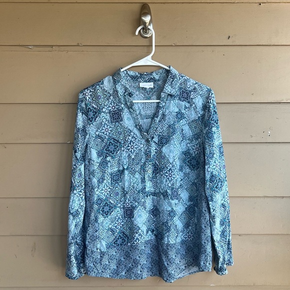 J.Jill Floral Long Sleeve Blouse - Size M - Casual Modest Office - Picture 1 of 6